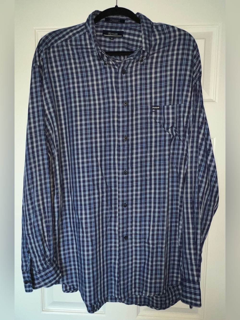 Façonnable Men's Blue Plaid Long-Sleeve Button-Down Shirt